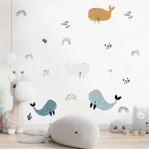 מדבקות - דגם לוויתנים כחולים